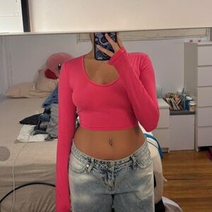 SHEIN Bright Pink Long Sleeve Bodysuit